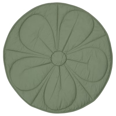 GULDVÄVARE: ronde groene gewatteerde babydeken, bloemendessin, biologisch katoen.