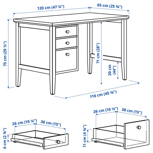 GULLABERG Bureau, wit, 120x65x75 cm