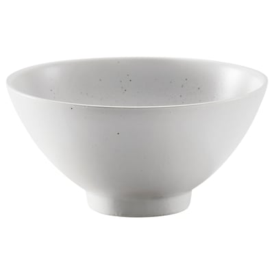 HARMYNTA kom, wit, porselein, breed & ondiep, gespikkeld glazuur.