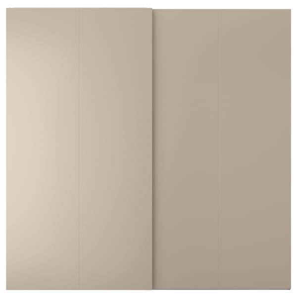 HASVIK schuifdeuren in beige. Ze zijn modern, minimalistisch en bieden een gladde afwerking.