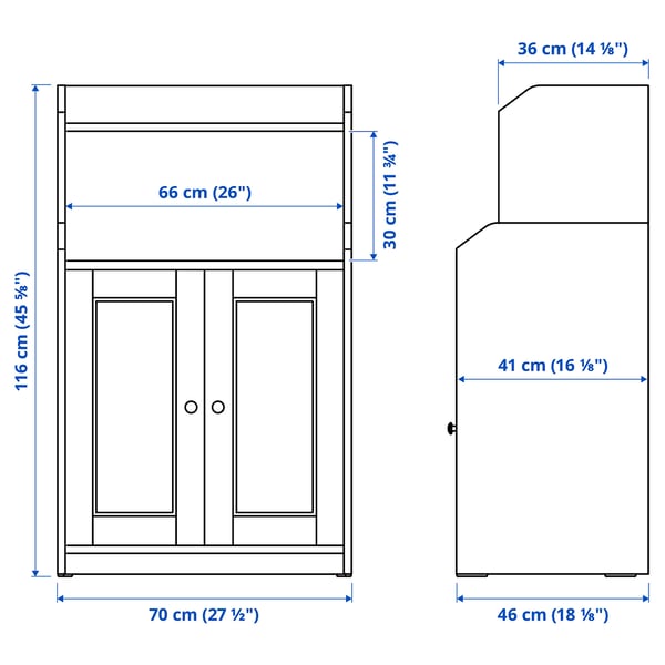 Illustratie met afmetingen voor het product: HAUGA.