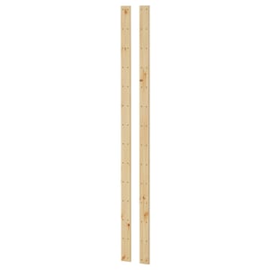 Twee verticale houten planken, lichtgekleurd, naast elkaar, onderdeel van het HEJNE opbergsysteem van ikea.