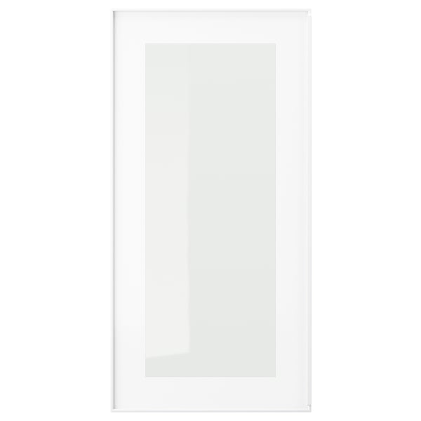 Witte HEJSTA glazen kastdeur, rechthoekig met aluminium frame.