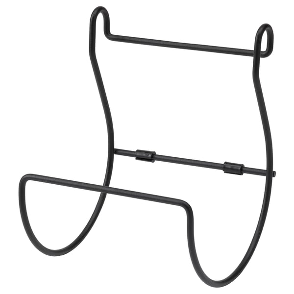 Zwarte HULTARP keukenhanddoekhouder, gemaakt van gepoedercoat staal, gebogen u-vormig ontwerp.