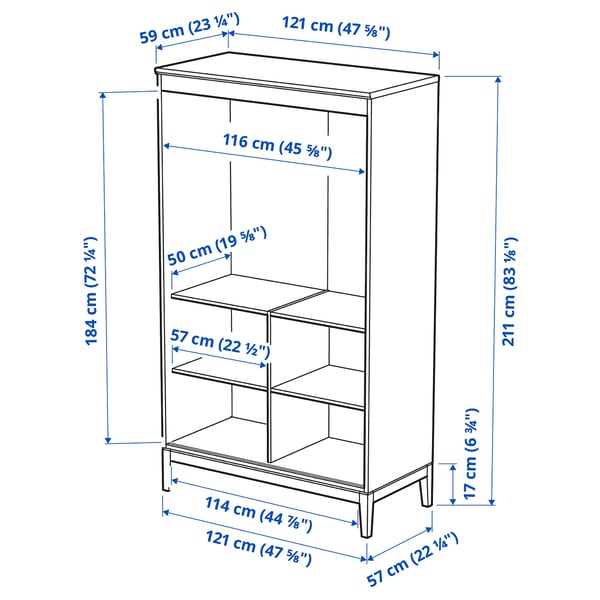 Illustratie met afmetingen voor het product: IDANÄS.