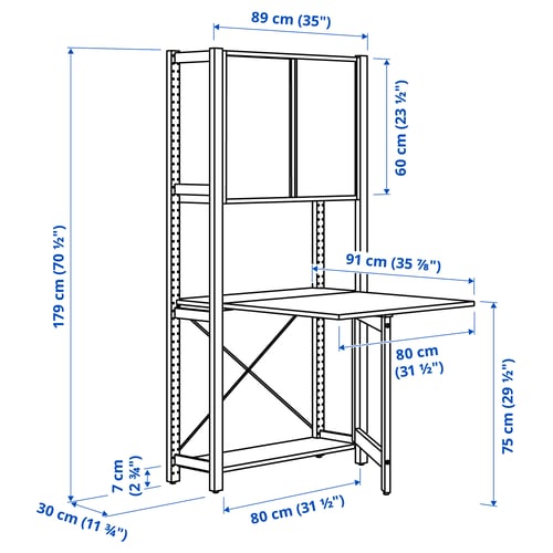 Illustratie met afmetingen voor het product: IVAR.
