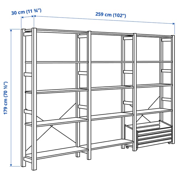 Illustratie met afmetingen voor het product: IVAR.