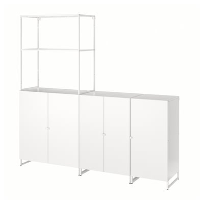 Wit JOSTEIN opbergsysteem, modern design, stalen frames, gepoedercoat, veelzijdig gebruik binnen/buiten.