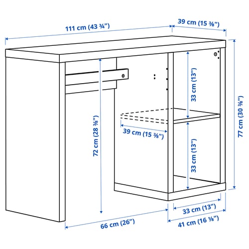 Illustratie met afmetingen voor het product: KALLAX.