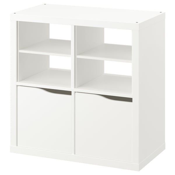 KALLAX rekken - 2 gesloten, 2 open secties, minimalistisch.