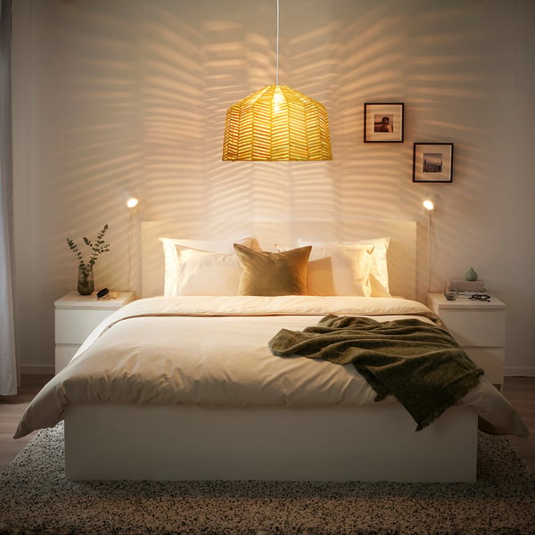 KAPPELAND / HAVSDJUP Hanglamp, wit/rotan, 45 cm