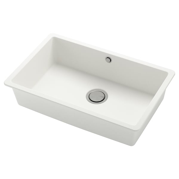 KILSVIKEN witte kwarts gootsteen; rechthoekig, enkel bekken, strak modern design.