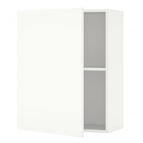 Een witte KNOXHULT wandkast met twee planken, ideaal voor opslag in de keuken.