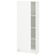Een KNOXHULT witte hoge kast met verstelbare legplanken. Het is strak, rechthoekig en perfect voor opslag in de keuken.