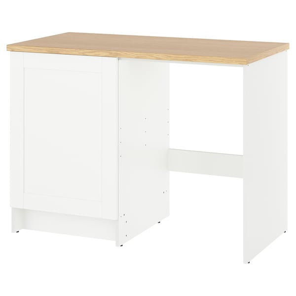 KNOXHULT wit keukenblok met eiken blad. Rechthoekig, modern design met duurzame laminaat- en melamine-oppervlakken.