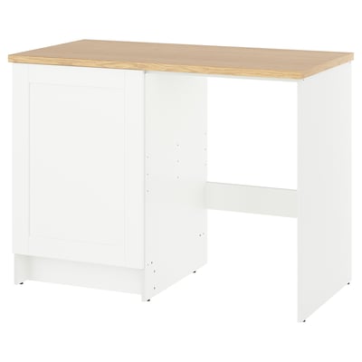 KNOXHULT wit keukenblok met eiken blad. Rechthoekig, modern design met duurzame laminaat- en melamine-oppervlakken.