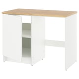 KNOXHULT witte keukenonderkast met eiken blad, open opbergruimte en duurzame melamine afwerking.