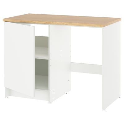 KNOXHULT witte keukenonderkast met eiken blad, open opbergruimte en duurzame melamine afwerking.