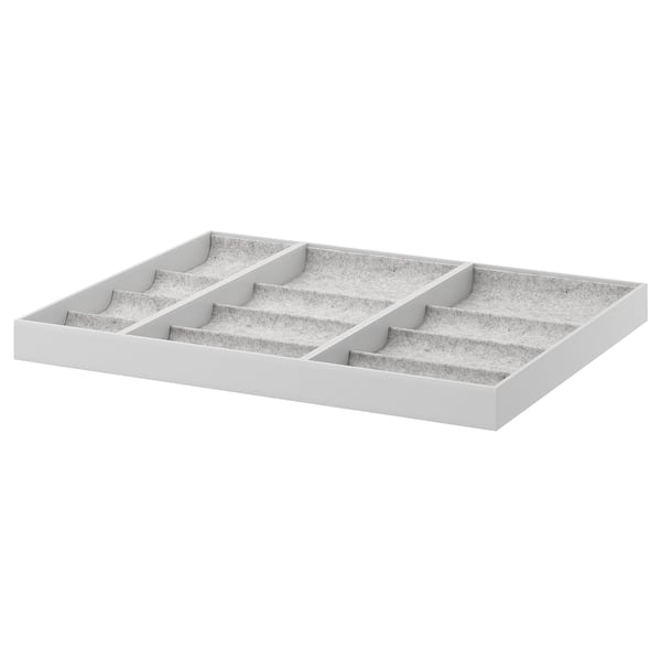 KOMPLEMENT accessoires dienblad, wit, vilten voering, vakken.