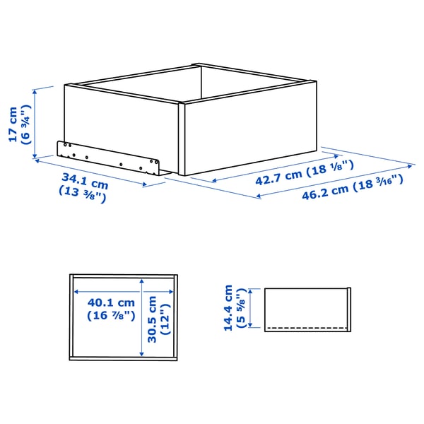 Illustratie met afmetingen voor het product: KOMPLEMENT.