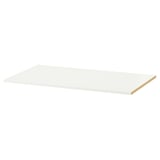 Een witte KOMPLEMENT plank. Het is rechthoekig, plat en gemaakt van spaanplaat met papierfolie. Ideaal voor het organiseren van kastruimte.