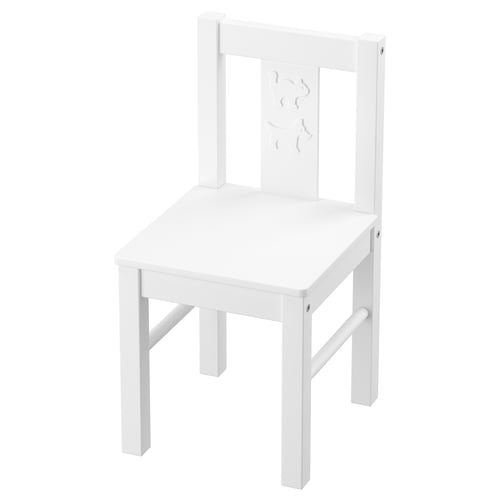 Een KRITTER witte houten kinderstoel met een eenvoudig, klassiek ontwerp, perfect voor kleine kinderactiviteiten.