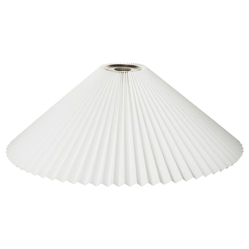 KUDDLAVA lampenkap: wit, geplooid plastic, conische vorm.