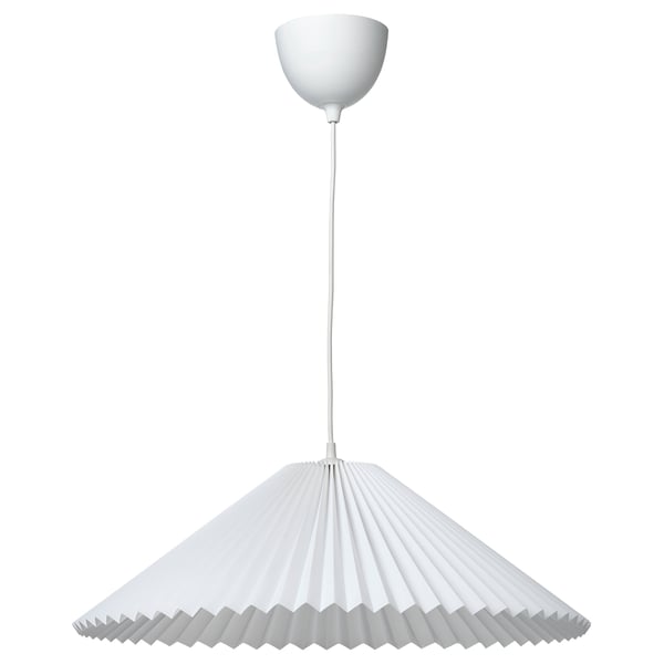 KUDDLAVA / HAVSDJUP Hanglamp, geplisseerd wit, 59 cm