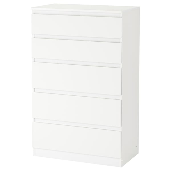 Witte KULLEN ladekast met 5 lades, minimalistisch design met strakke lijnen.