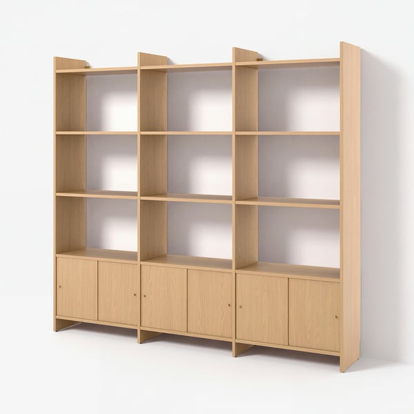 LÅDMAKARE Kast, met 9 planken/eikenpatroon, 238x35x212 cm