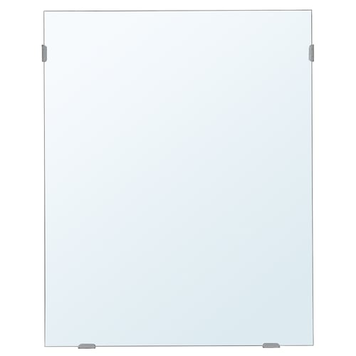 Een rechthoekige lårbro spiegel met effen design, geschikt voor verticale of horizontale montage, met beschermfolie voor gebruik in de badkamer.