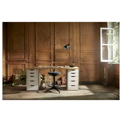 LAGKAPTEN / ALEX Bureau, wit gelazuurd eikeneffect/wit, 140x60 cm