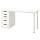 Een wit LAGKAPTEN-bureau met vijf lades, met een minimalistisch design en een rechthoekige vorm, geschikt voor kleine ruimtes.