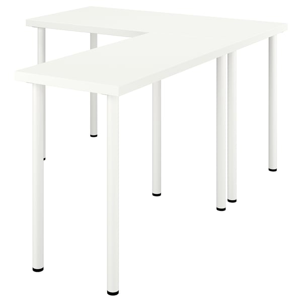 LAGKAPTEN / LINNMON L-vormig bureau, wit, 120x160 cm