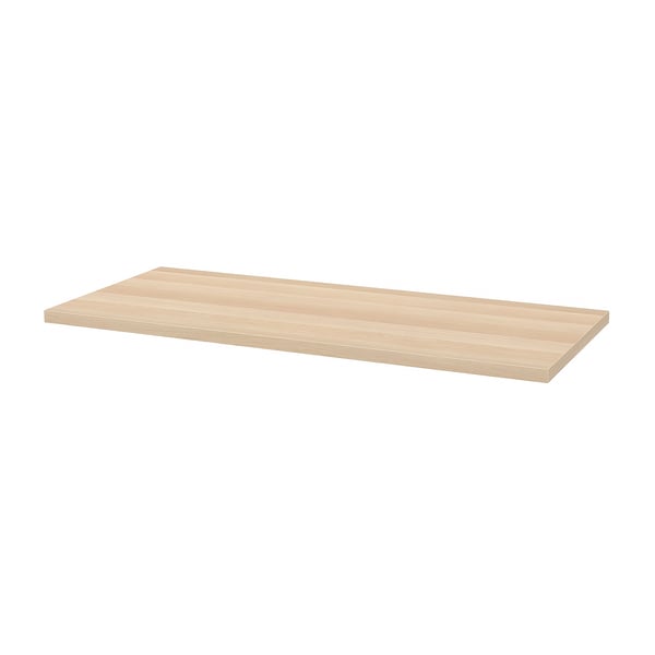 LAGKAPTEN / MITTBACK Bureau, wit gelazuurd eikeneffect/wit, 140x60 cm