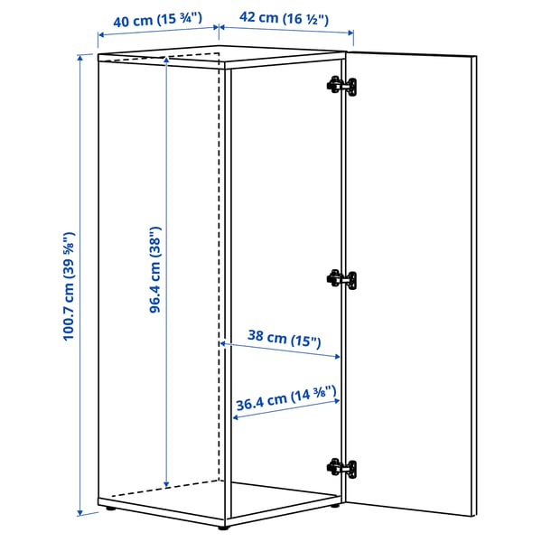 LASTARE Frame met deur, wit, 40x42x100 cm