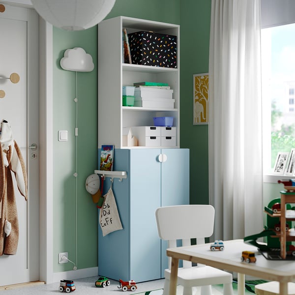LASTARE Plankencombinatie, wit/blauw, 60x42x201 cm