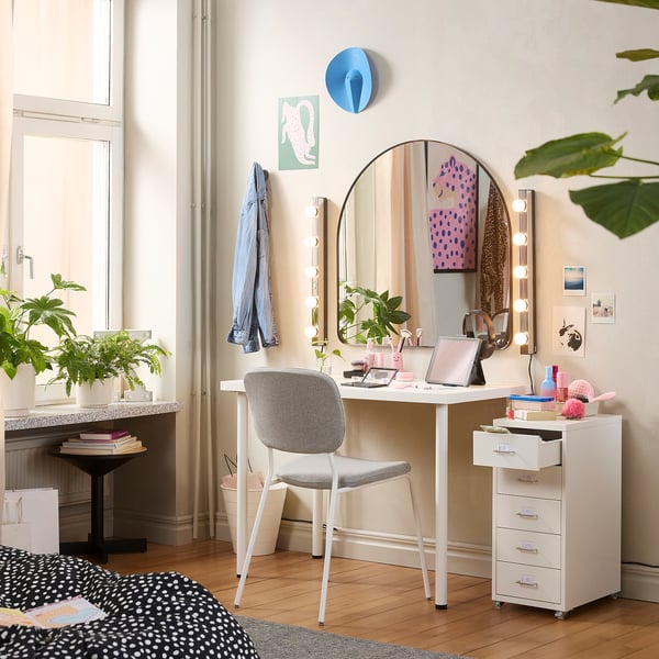LINNMON / VIHALS Bureau en stoel, wit/Beige-grijs