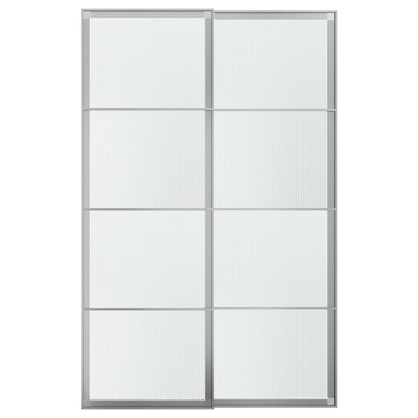LUNDBRÄSMA Schuifdeur, set van 2, aluminium/geruit glas, 150x236 cm