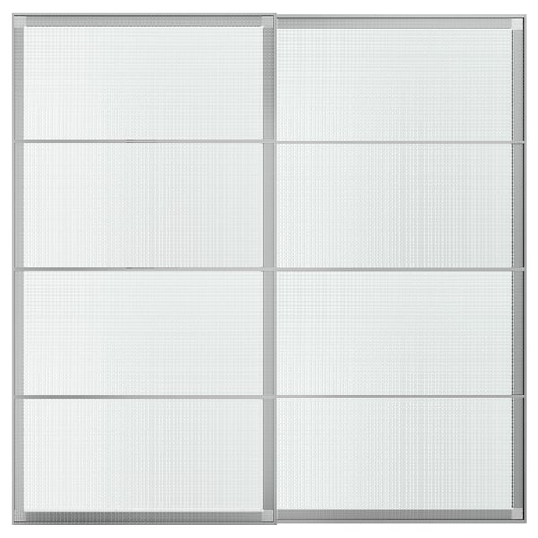 LUNDBRÄSMA Schuifdeur, set van 2, aluminium/geruit glas, 200x201 cm