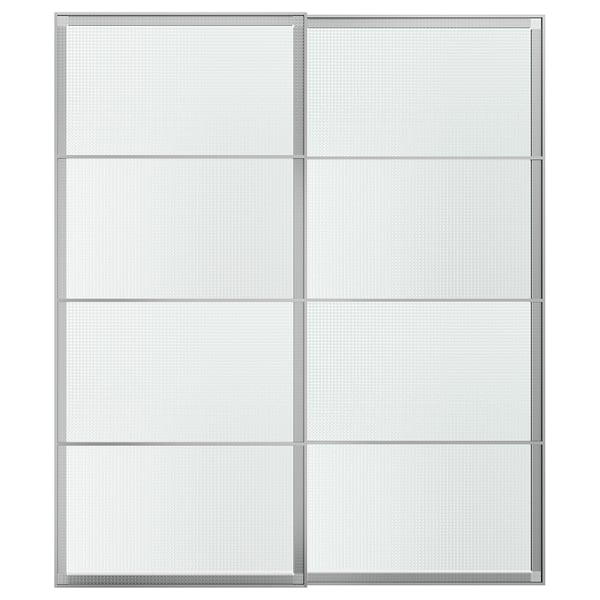 LUNDBRÄSMA Schuifdeur, set van 2, aluminium/geruit glas, 200x236 cm