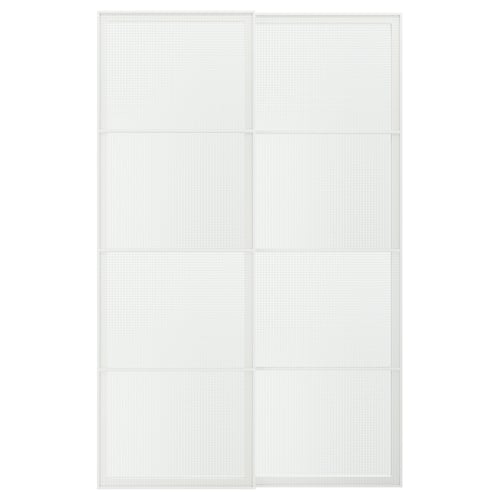 LUNDBRÄSMA Schuifdeur, set van 2, wit/geruit glas, 150x236 cm