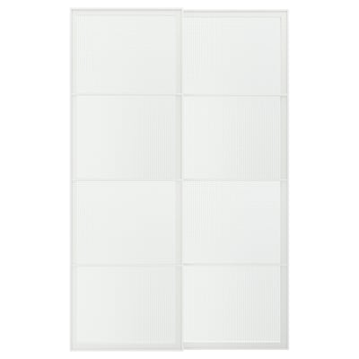 LUNDBRÄSMA Schuifdeur, set van 2, wit/geruit glas, 150x236 cm