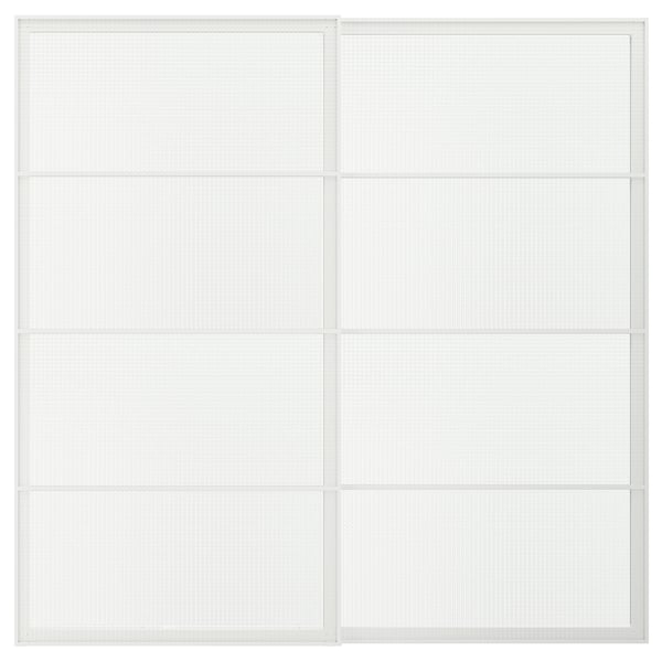 LUNDBRÄSMA Schuifdeur, set van 2, wit/geruit glas, 200x201 cm