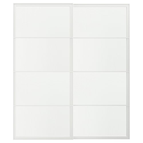 LUNDBRÄSMA Schuifdeur, set van 2, wit/geruit glas, 200x236 cm