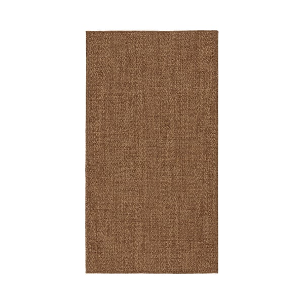 Een rechthoekig bruin LYDERSHOLM vloerkleed met een natuurlijke textuur, geschikt voor zowel binnen- als buitengebruik.