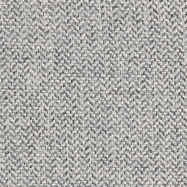 Grijze geweven stof close-up, strakke textuur, uniform patroon, waarschijnlijk bekleding of matrasbekledingsmateriaal.