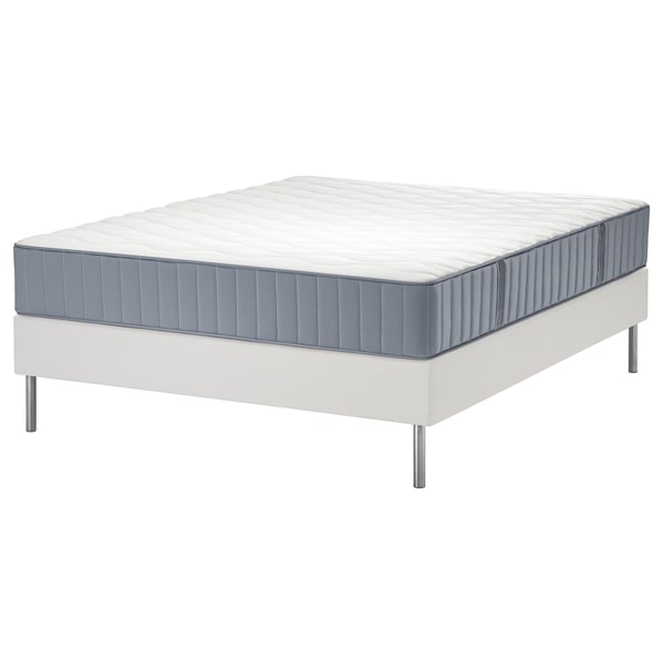 LYNGÖR Boxspring, Vågstranda middelhard/lichtblauw wit, 140x200 cm
