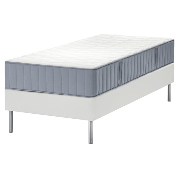 LYNGÖR Boxspring, Vågstranda middelhard/lichtblauw wit, 90x200 cm