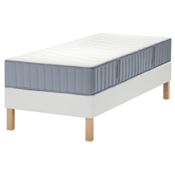 LYNGÖR Boxspring, Vågstranda stevig/lichtblauw wit, 90x200 cm